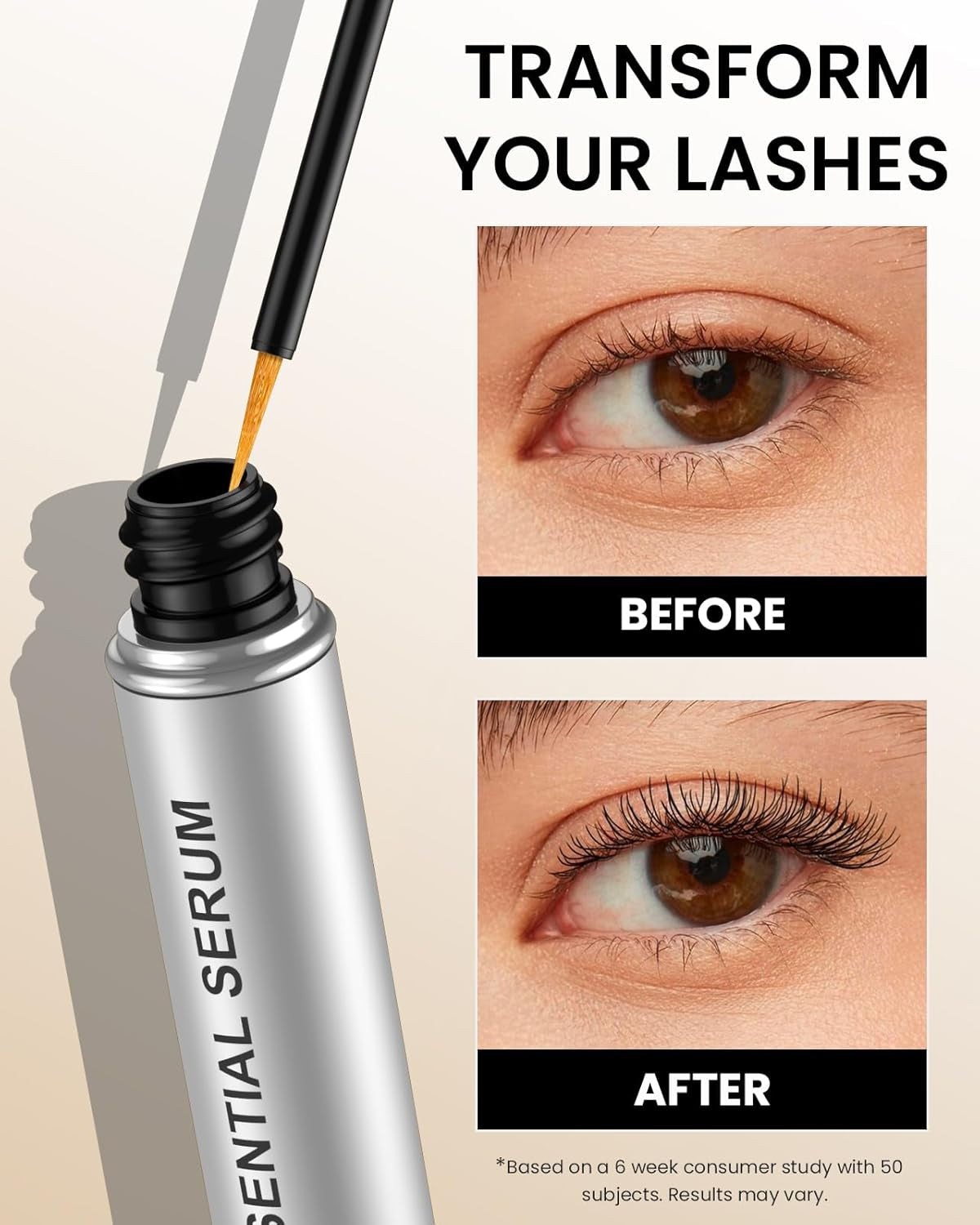 Natural Cosmetic Eyelash Serum for Longer, Thicker Lashes & Brows, Boost Lash Serum Vegan & Cruelty-Free - Niacinamide, Centella Asiatica Leaf Extract (10 Ml)